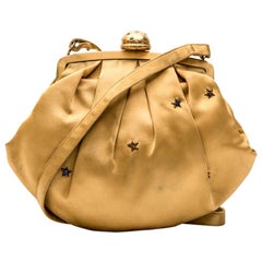 CHRISTIAN DIOR Vintage Mini Evening Bag in Yellow Ocher Satin