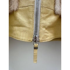 Christian Dior Vintage Mink Beige Silk Hooded Jacket Size FR 40 / UK 12
