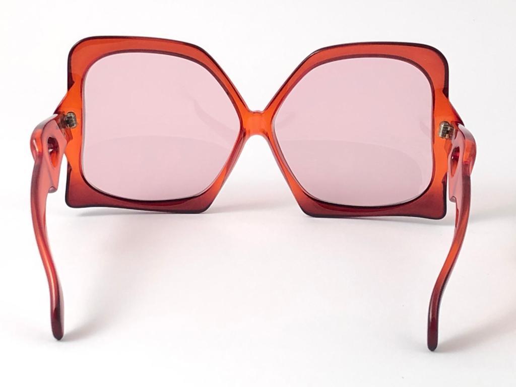 Christian Dior Vintage Miss Dior Candy Red Oversized Optyl Sunglasses, 1970s For Sale 4