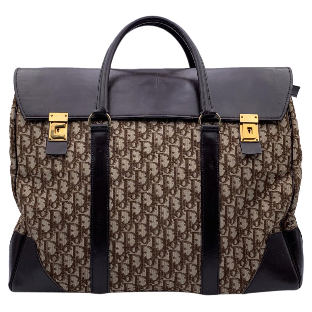 Christian Dior Vintage Monogram Brown Travel Unisex Weekender Bag