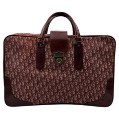 Christian Dior Vintage Monogram Burgundy Canvas Travel Bag Luggage