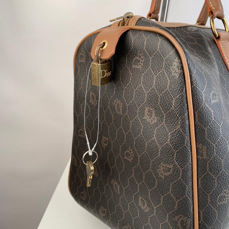 Christian Dior Vintage Monogram Duffle Duffel Satchel Boston Bag For