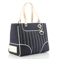 Christian Dior Vintage Montaigne 1947 Tote Quilted Denim Medium