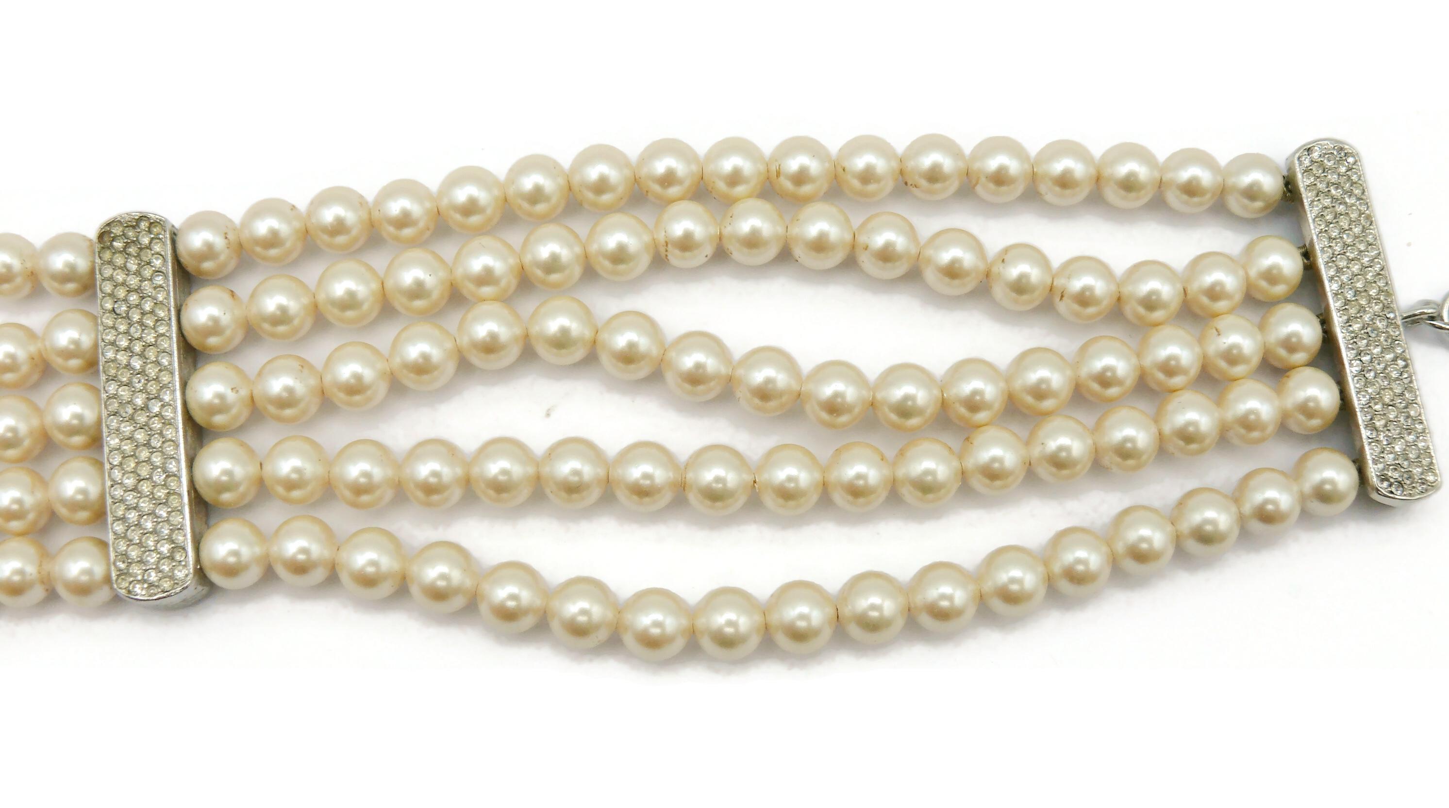 CHRISTIAN DIOR Vintage Multi-Strand Faux Pearl Necklace For Sale 3