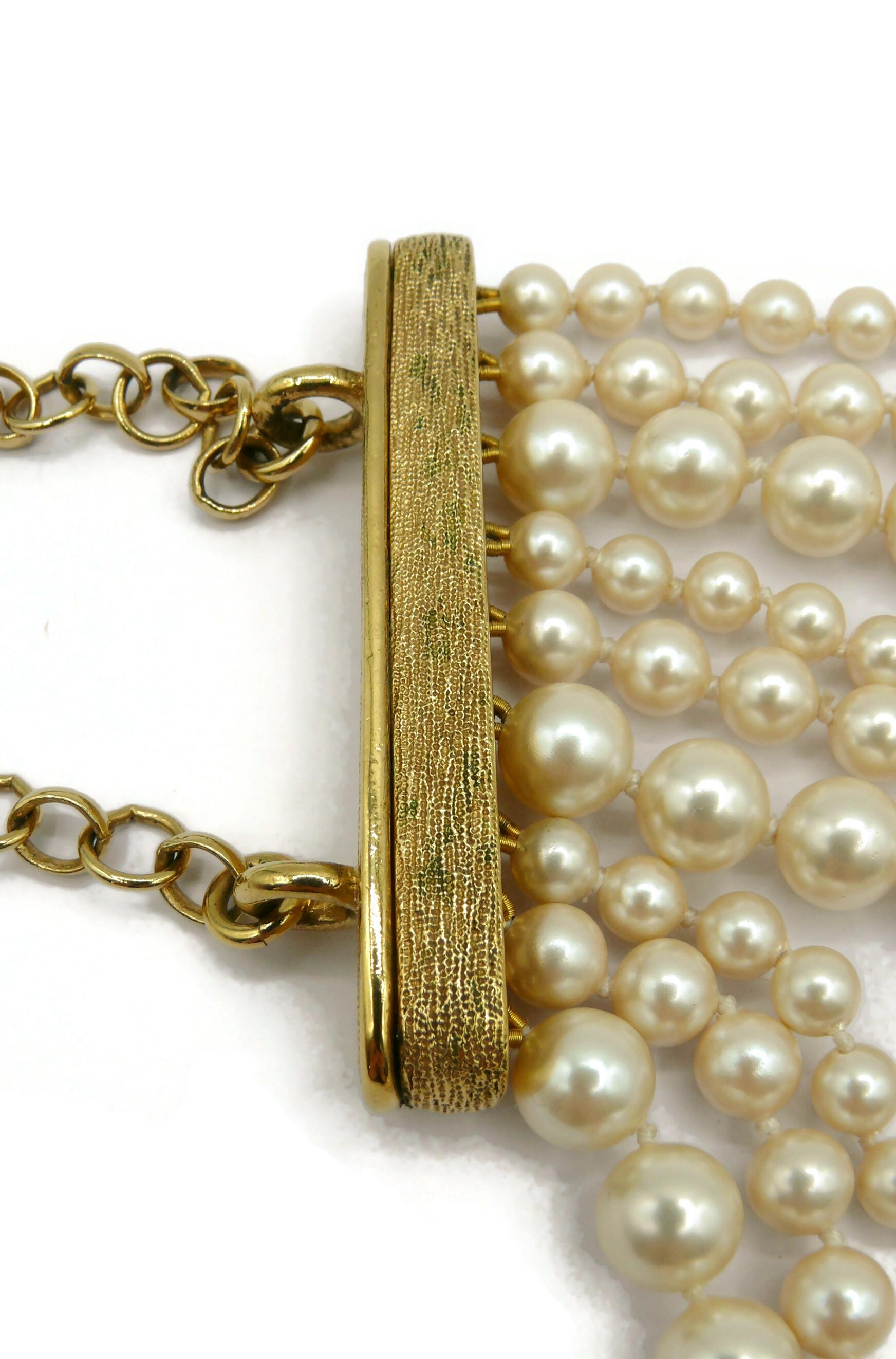 CHRISTIAN DIOR Vintage Multi-Strand Faux Pearl Necklace For Sale 10