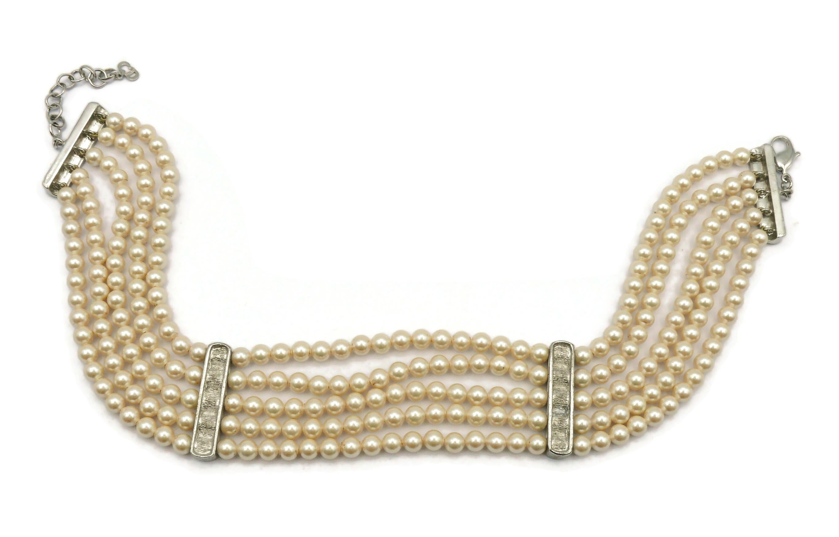 CHRISTIAN DIOR Vintage Multi-Strand Faux Pearl Necklace For Sale 5