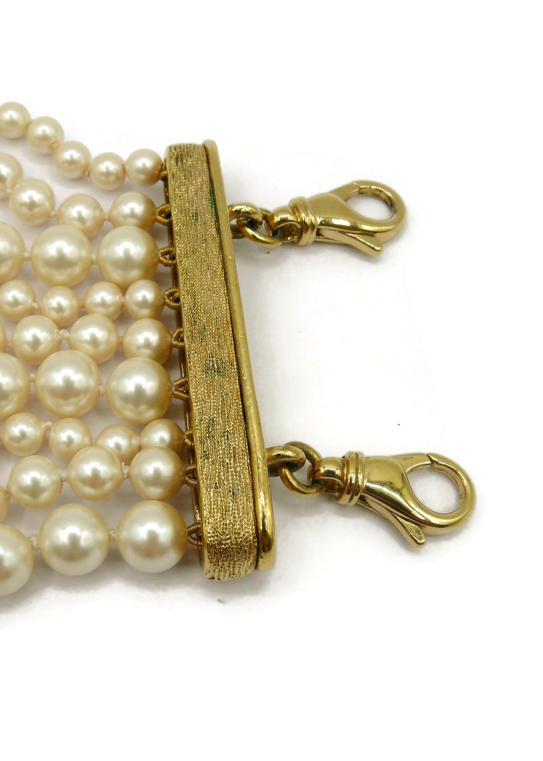 CHRISTIAN DIOR Vintage Multi-Strand Faux Pearl Necklace For Sale 11