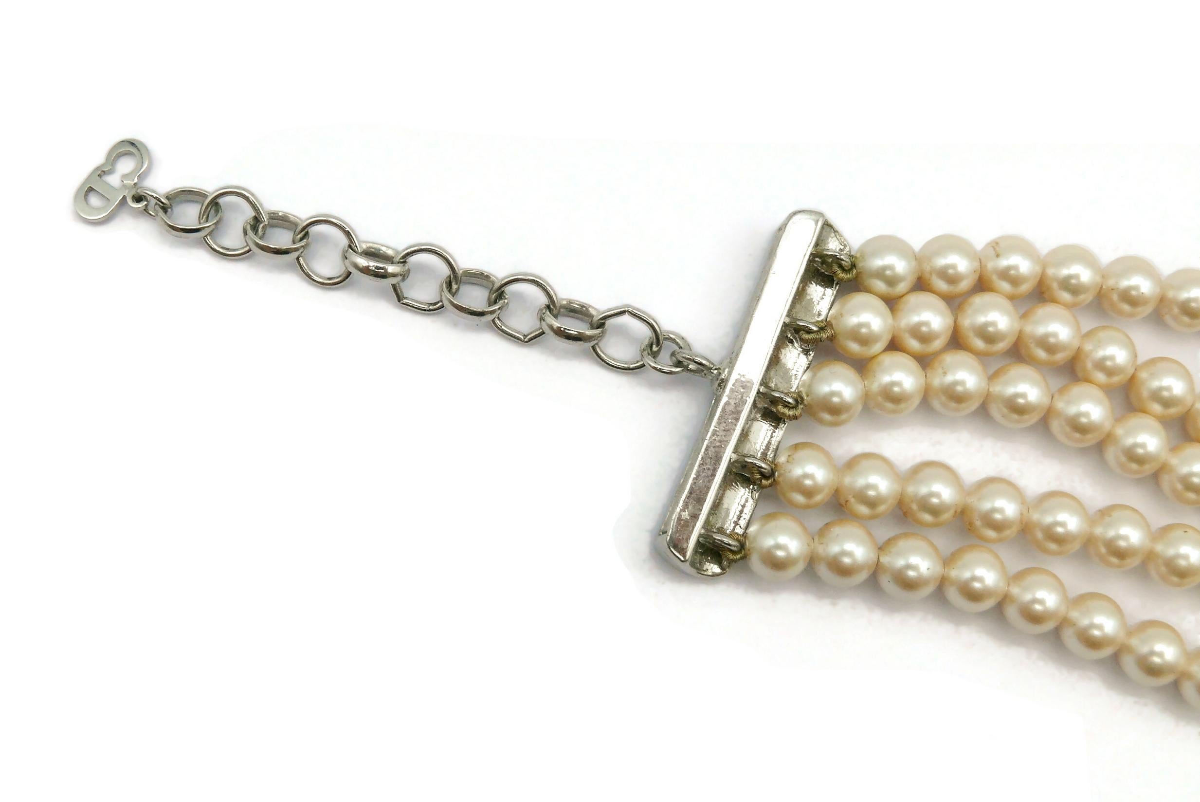 CHRISTIAN DIOR Vintage Multi-Strand Faux Pearl Necklace 6