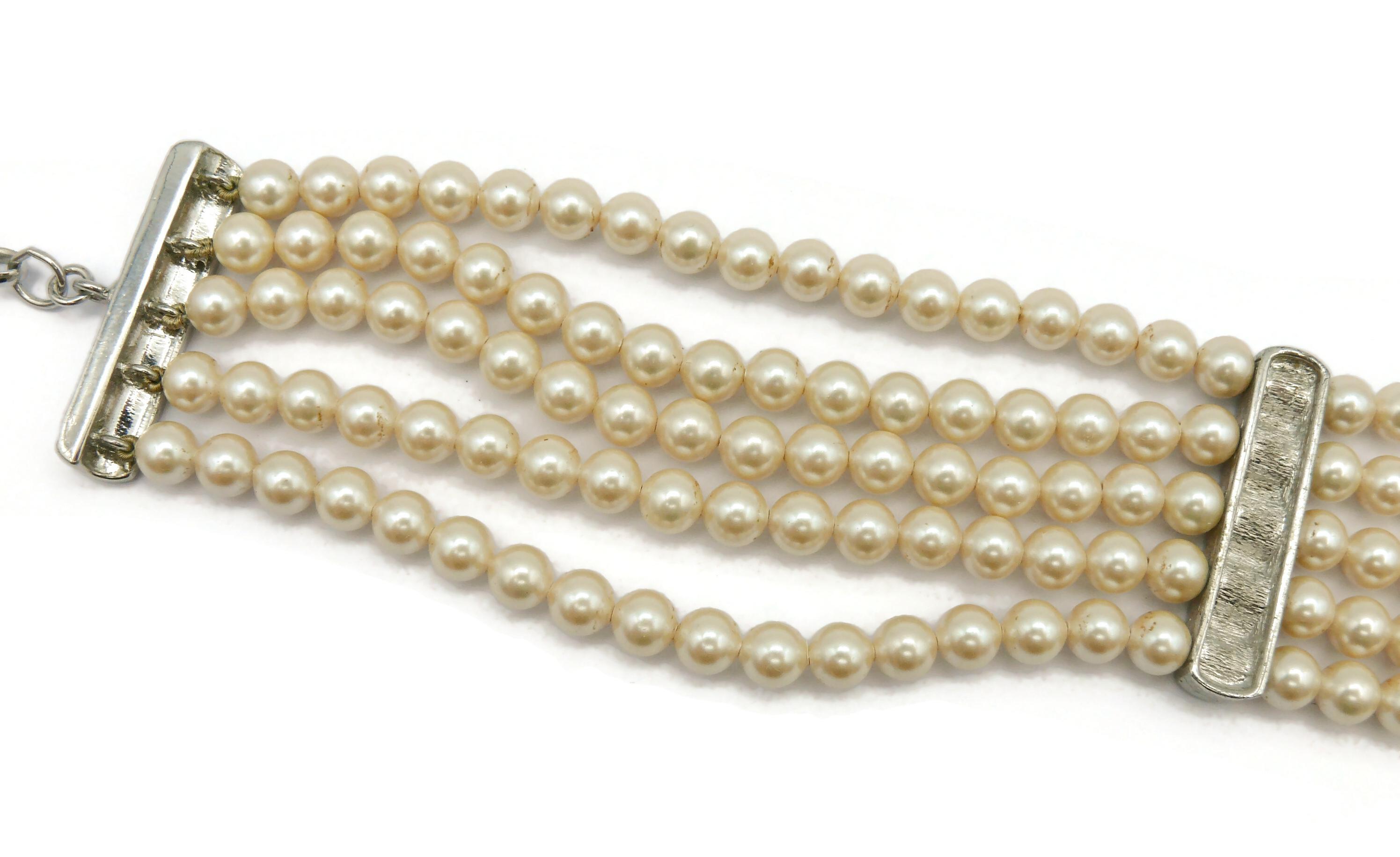 CHRISTIAN DIOR Vintage Multi-Strand Faux Pearl Necklace For Sale 7