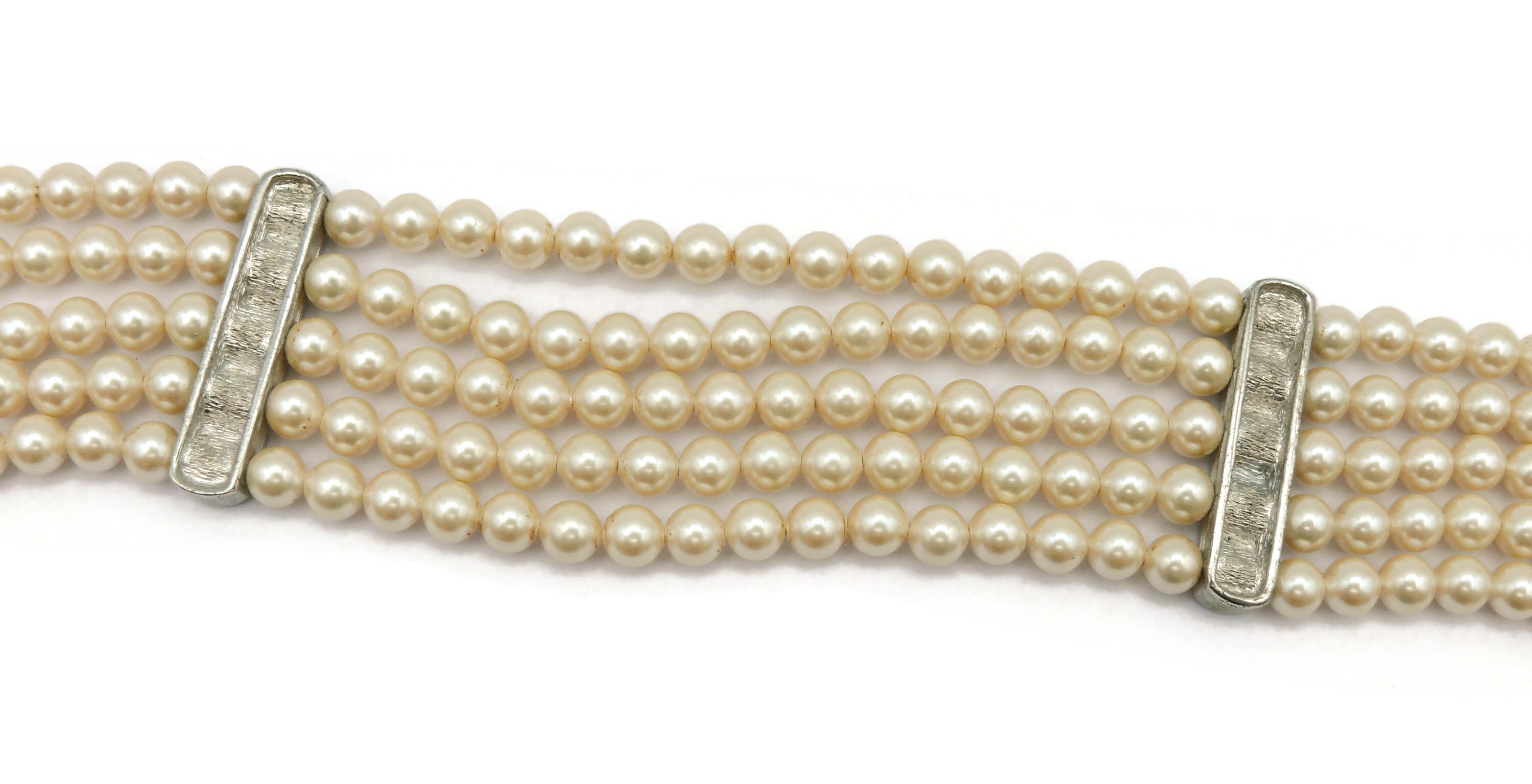 CHRISTIAN DIOR Vintage Multi-Strand Faux Pearl Necklace For Sale 8
