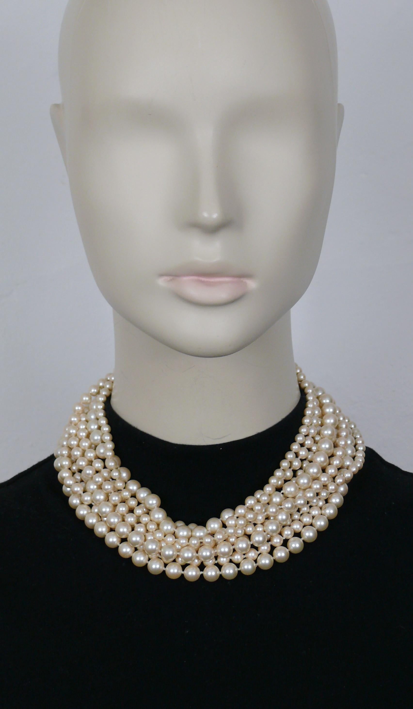 CHRISTIAN DIOR Vintage Multi-Strand Faux Pearl Necklace For Sale 1