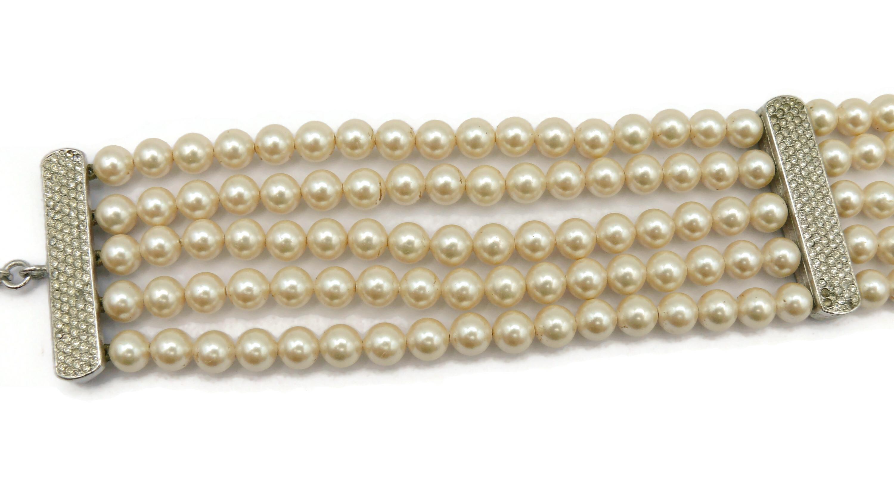 CHRISTIAN DIOR Vintage Multi-Strand Faux Pearl Necklace In Good Condition For Sale In Nice, FR