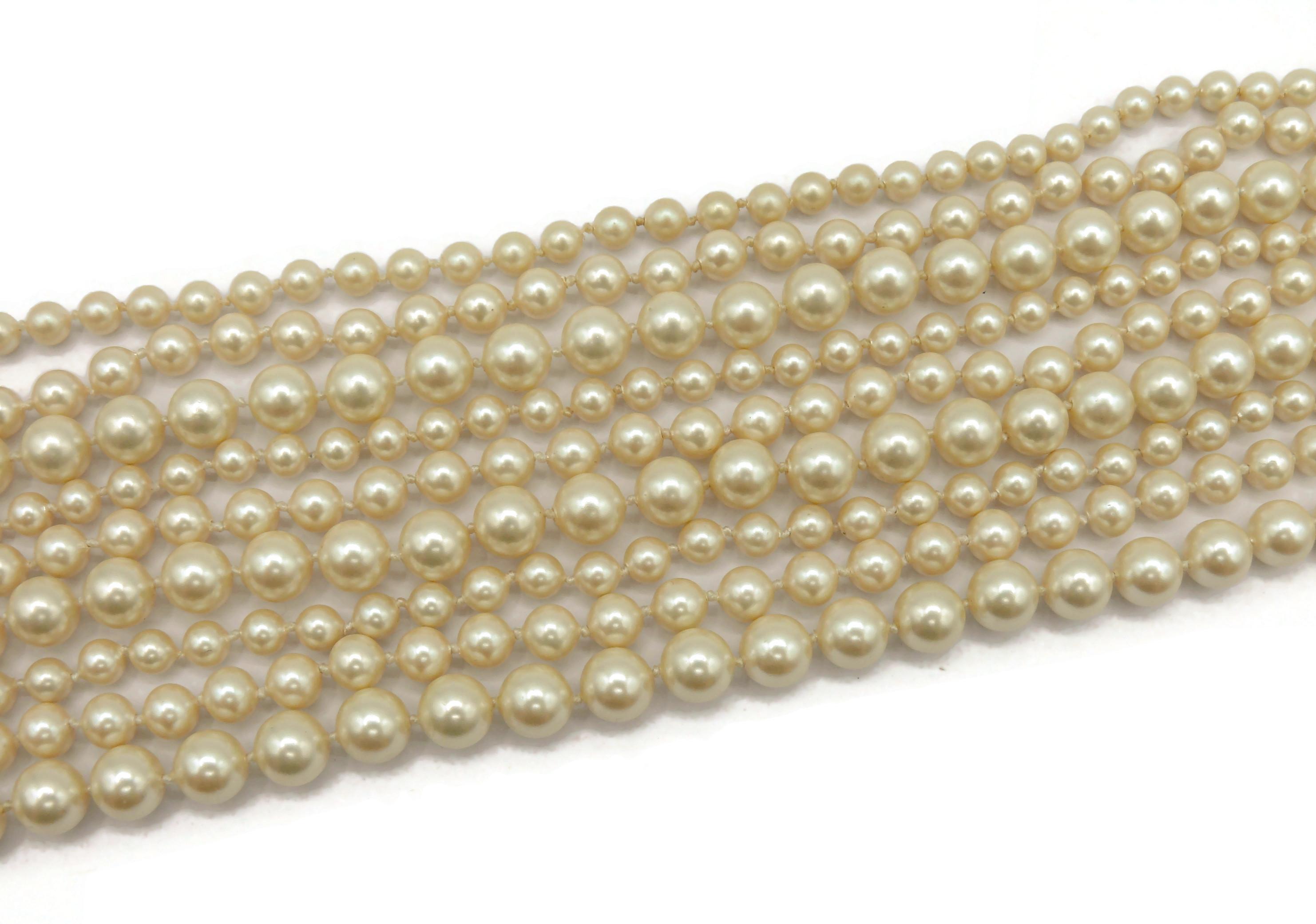CHRISTIAN DIOR Vintage Multi-Strand Faux Pearl Necklace For Sale 5