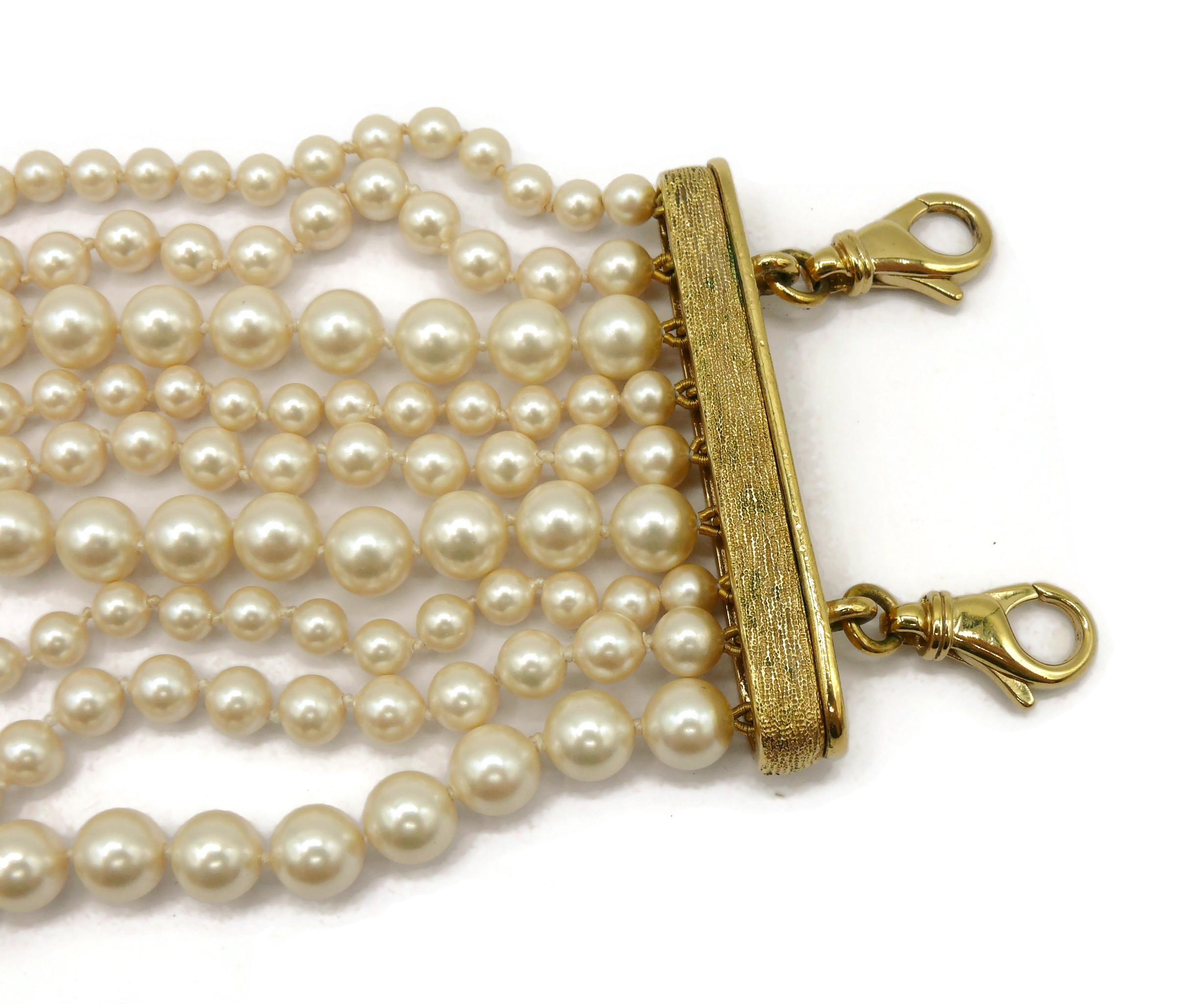 CHRISTIAN DIOR Vintage Multi-Strand Faux Pearl Necklace For Sale 6