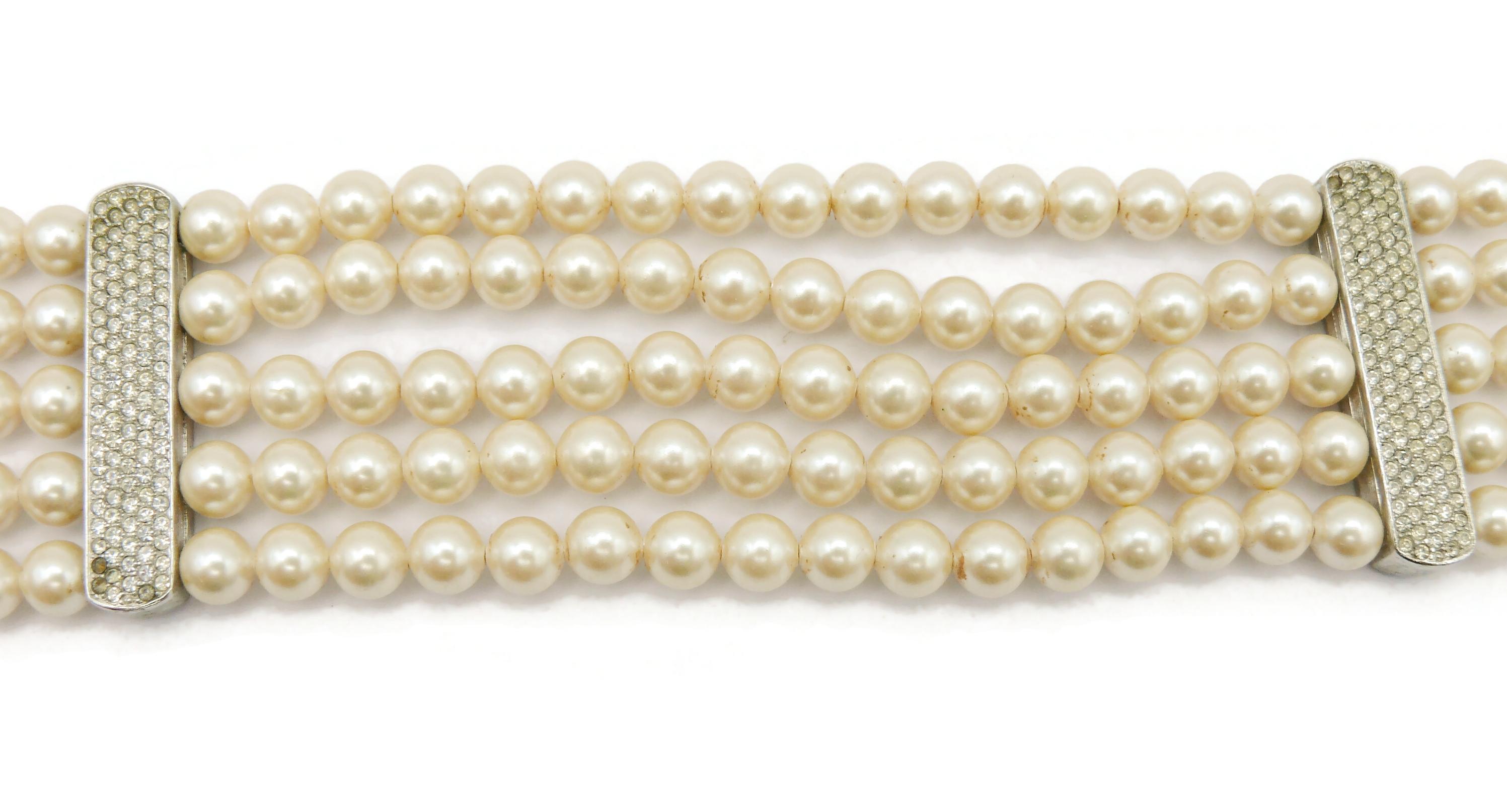 CHRISTIAN DIOR Vintage Multi-Strand Faux Pearl Necklace For Sale 1