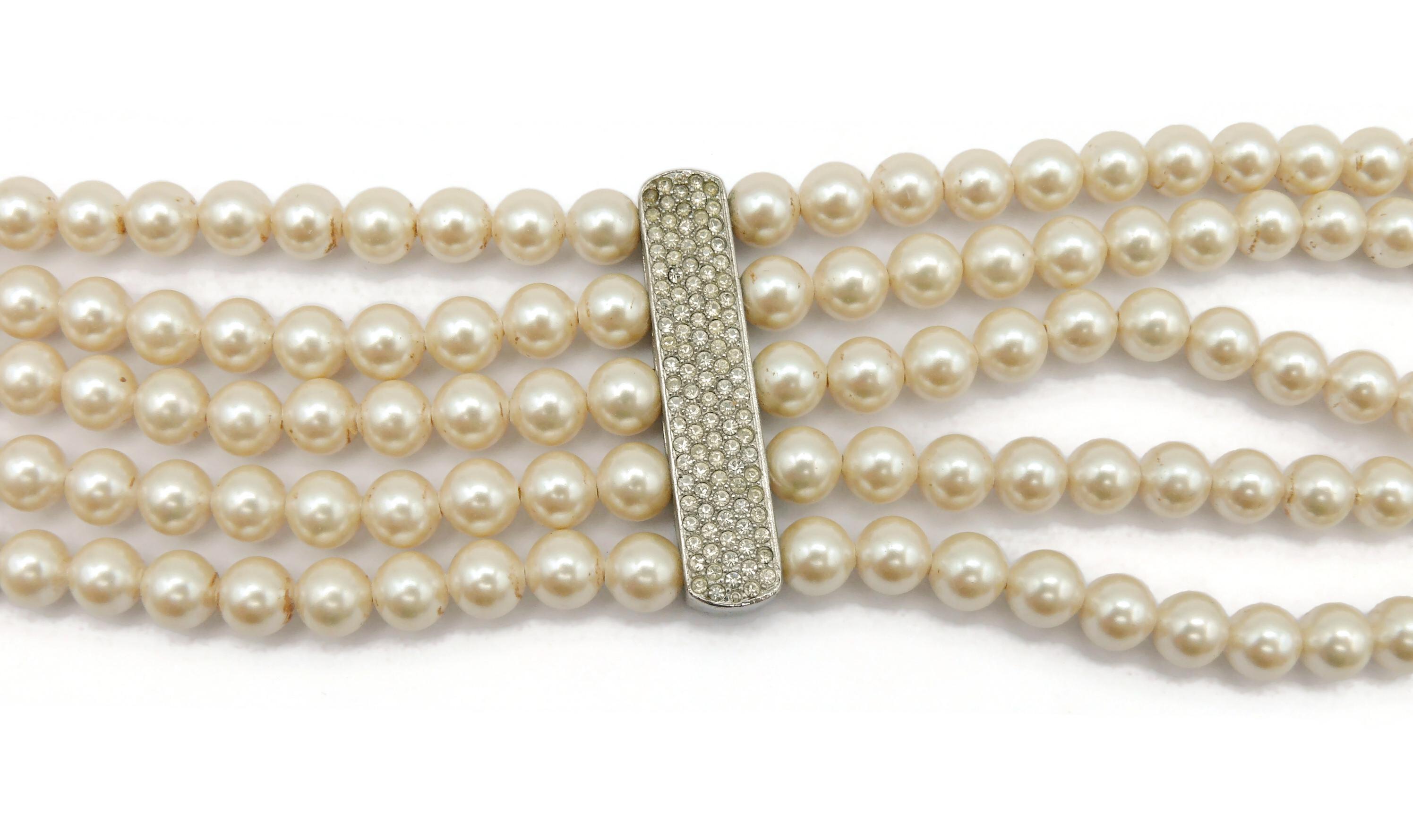 CHRISTIAN DIOR Vintage Multi-Strand Faux Pearl Necklace 2