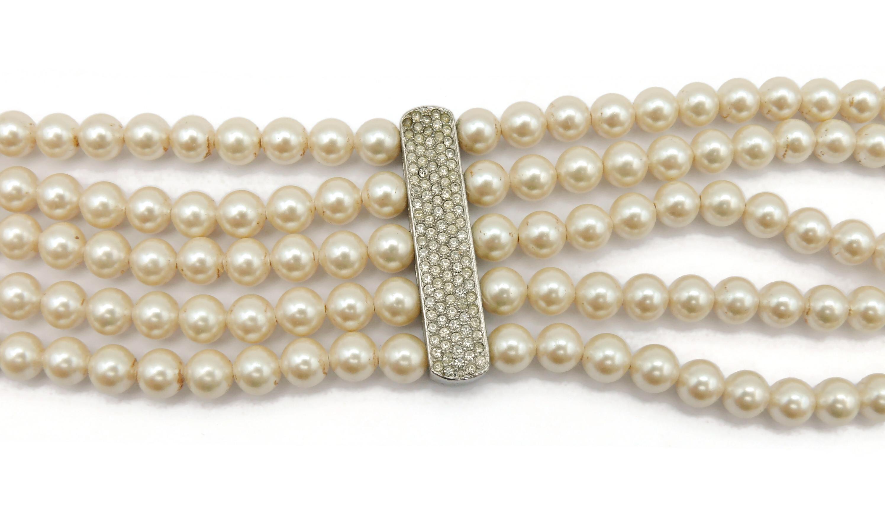 CHRISTIAN DIOR Vintage Multi-Strand Faux Pearl Necklace For Sale 2