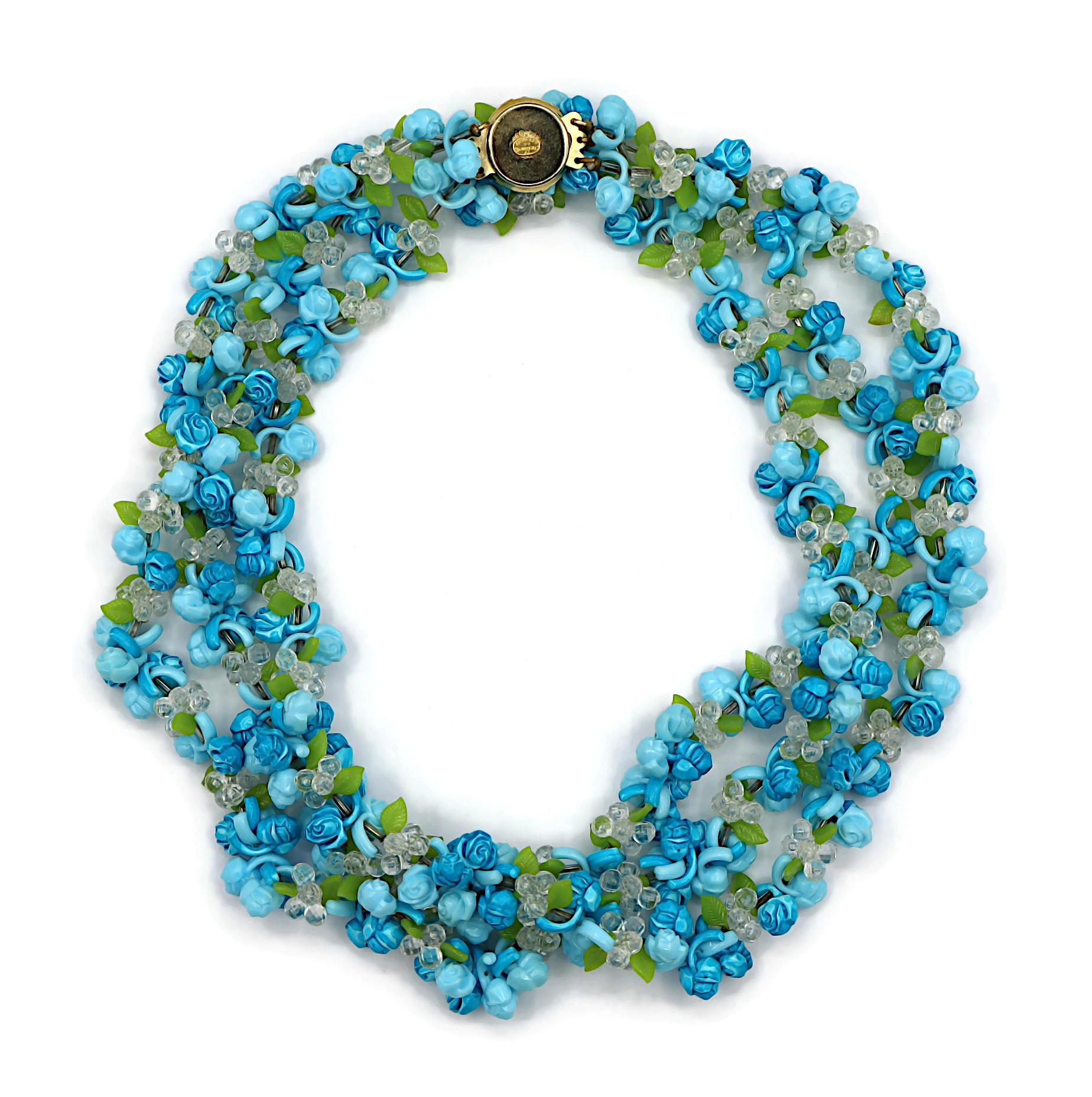 CHRISTIAN DIOR Vintage Multi-Strand Resin Floral Necklace 1966 For Sale 10