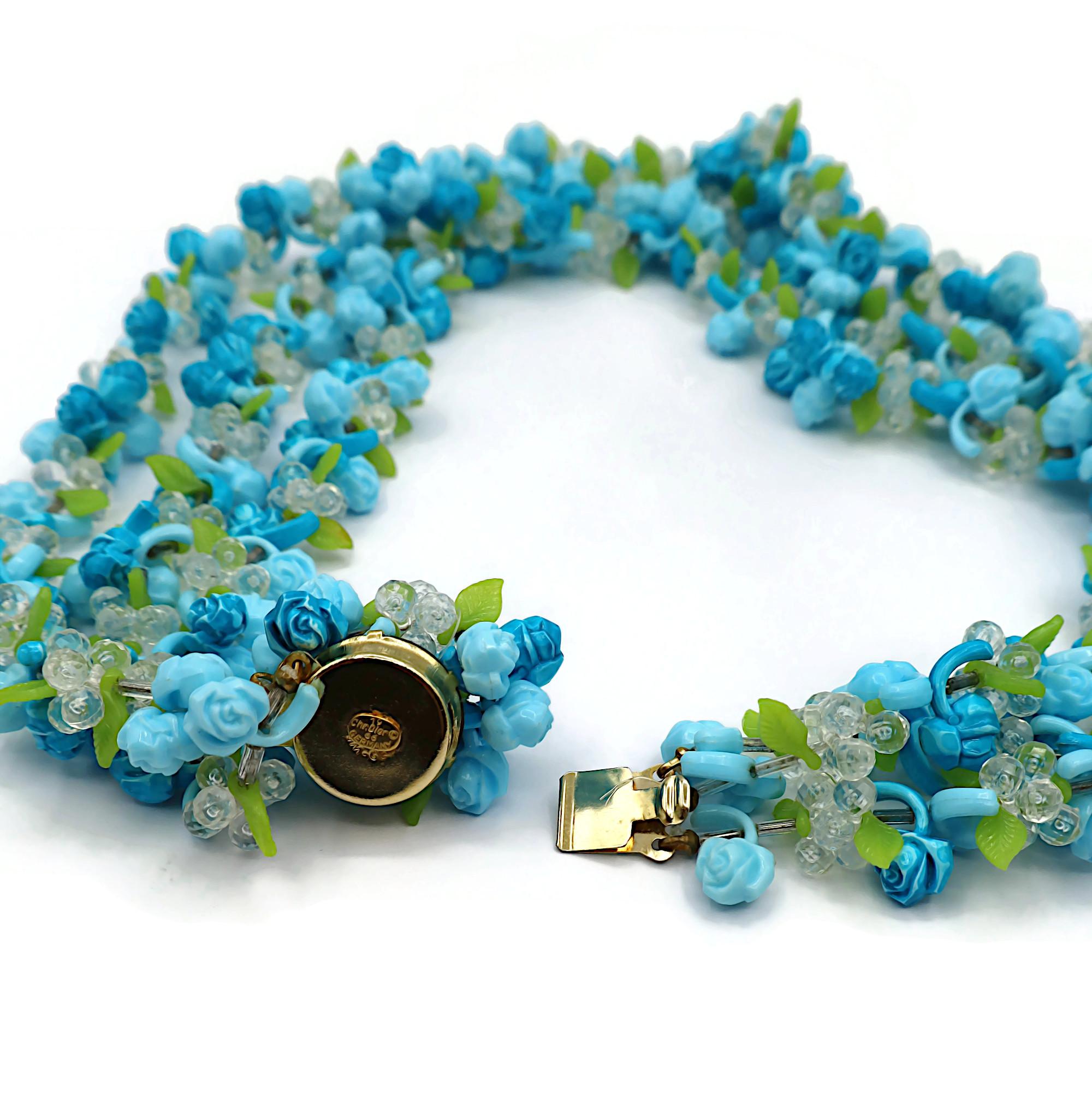 CHRISTIAN DIOR Vintage Multi-Strand Resin Floral Necklace 1966 For Sale 11