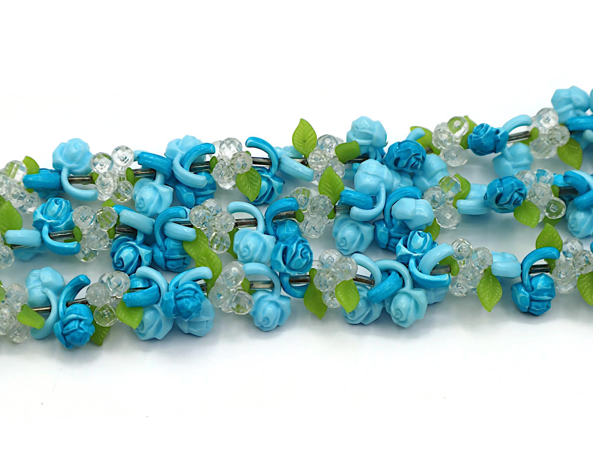 CHRISTIAN DIOR Vintage Multi-Strand Resin Floral Necklace 1966 For Sale 1