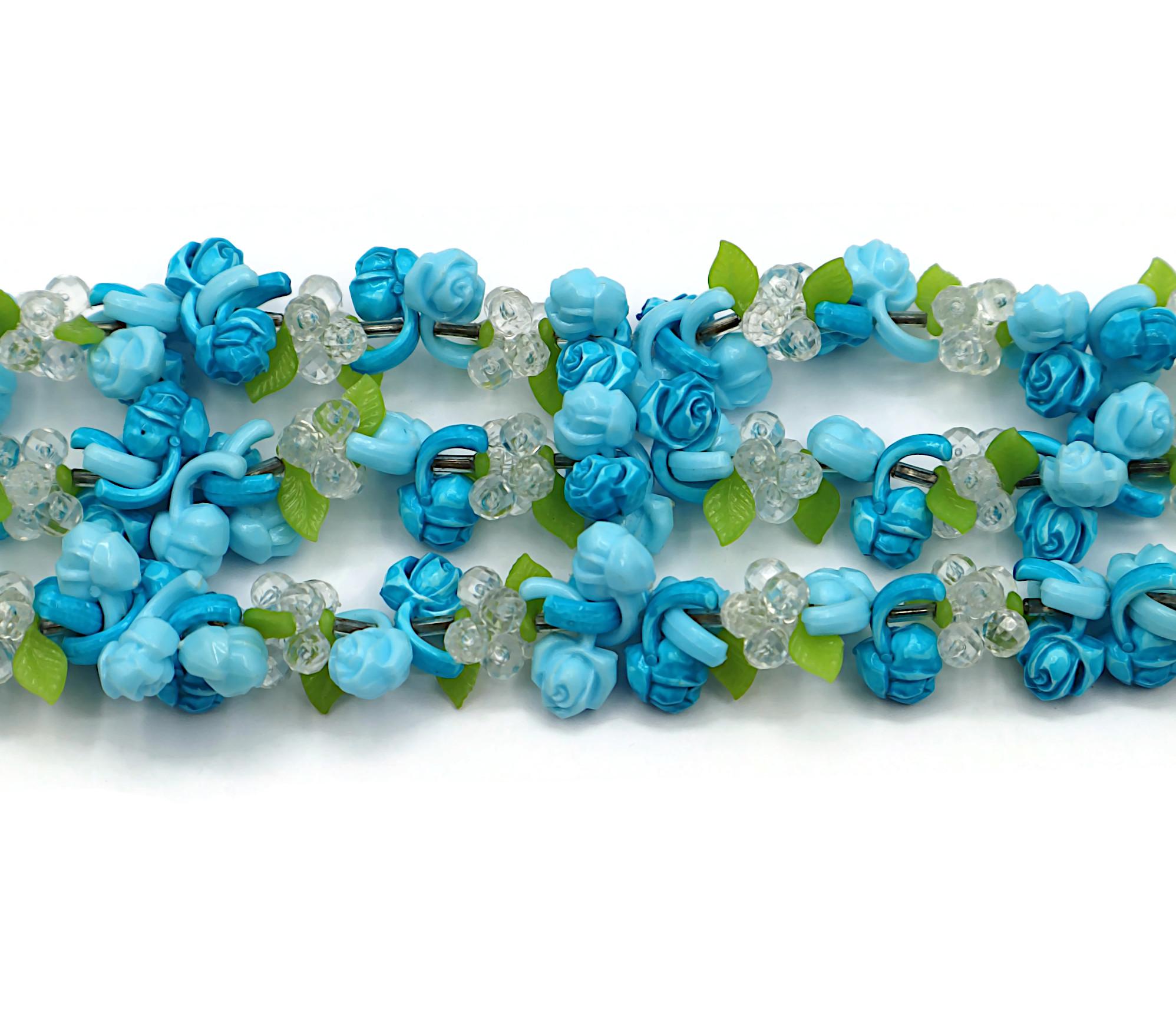 CHRISTIAN DIOR Vintage Multi-Strand Resin Floral Necklace 1966 For Sale 3