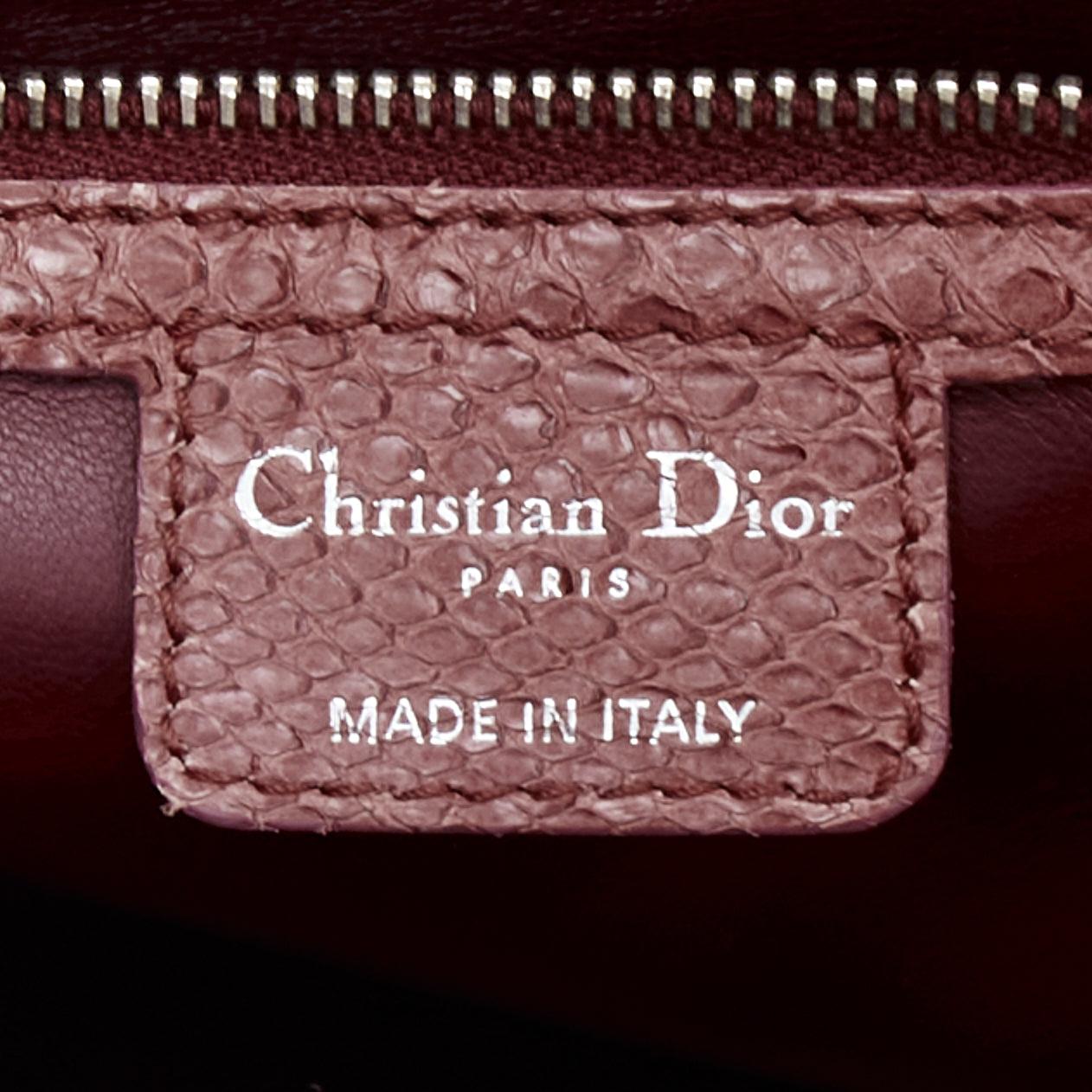 CHRISTIAN DIOR Vintage My Frame dark red genuine scaled leather top handle bag en venta 5