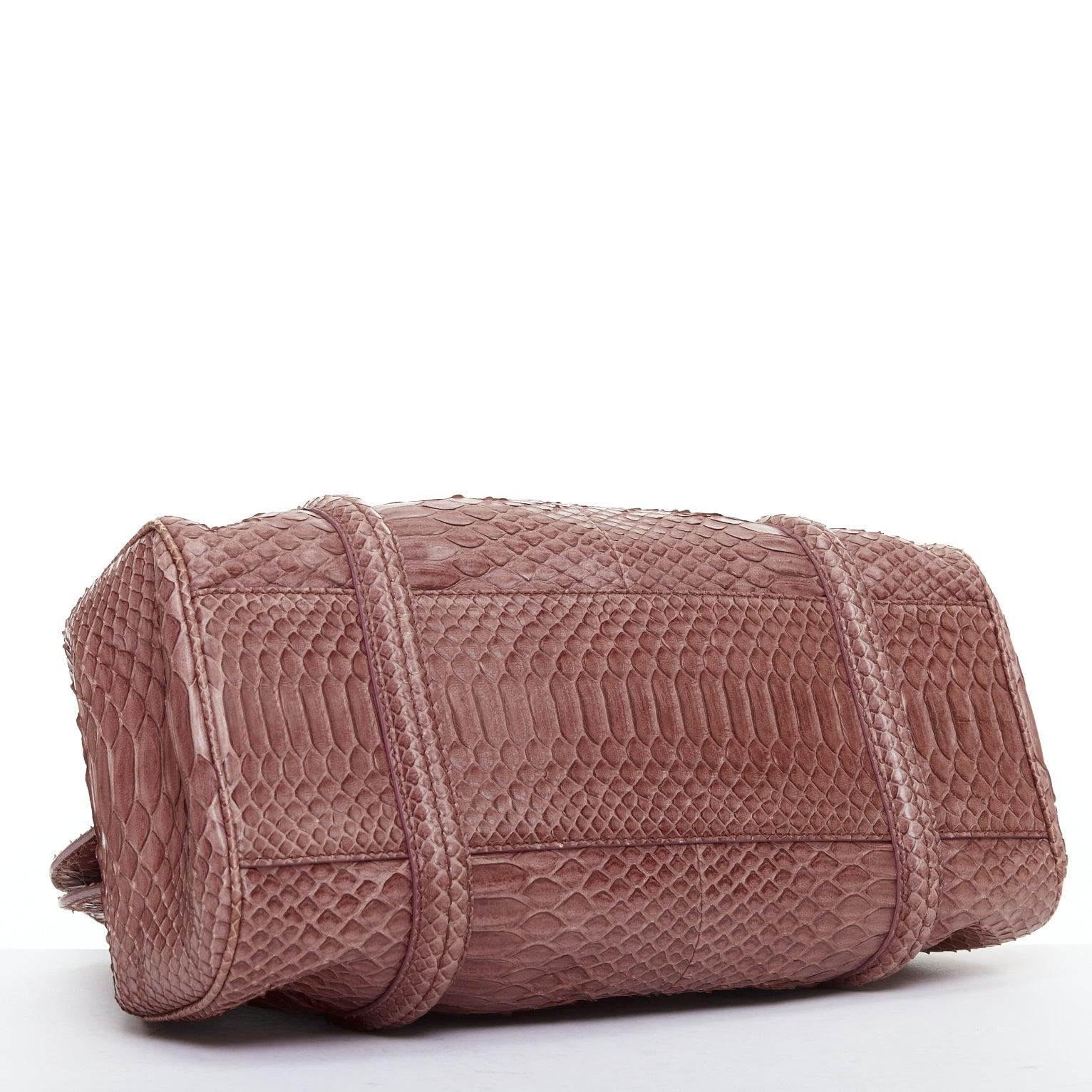 CHRISTIAN DIOR Vintage My Frame dark red genuine scaled leather top handle bag en venta 1