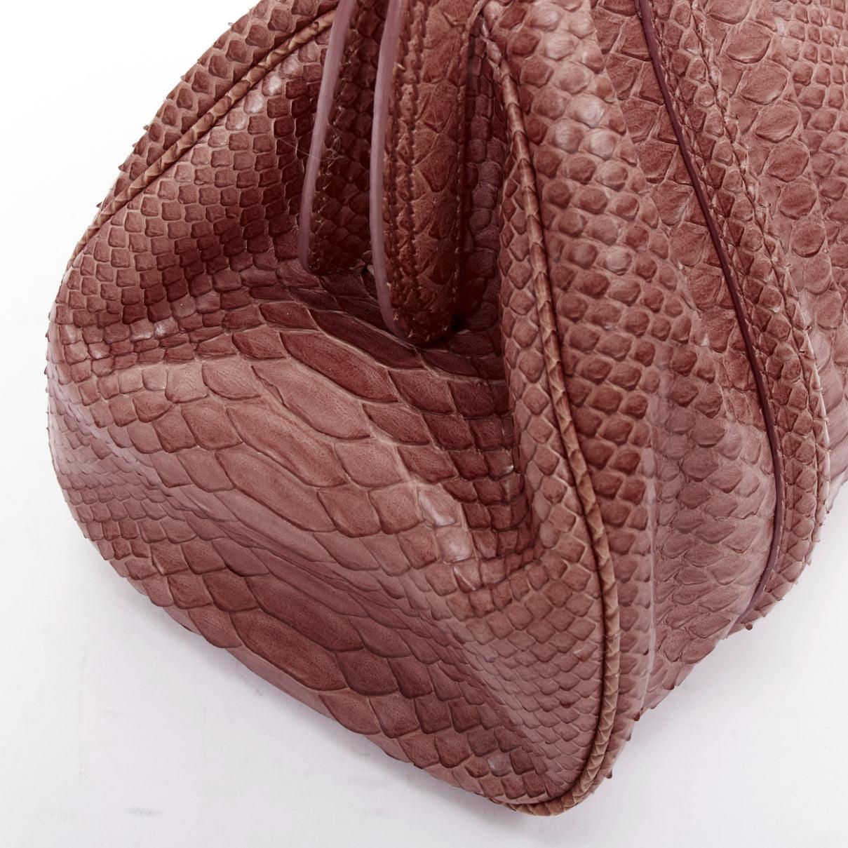 CHRISTIAN DIOR Vintage My Frame dark red genuine scaled leather top handle bag en venta 3