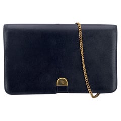 Christian Dior Vintage Bolso con solapa de piel azul marino