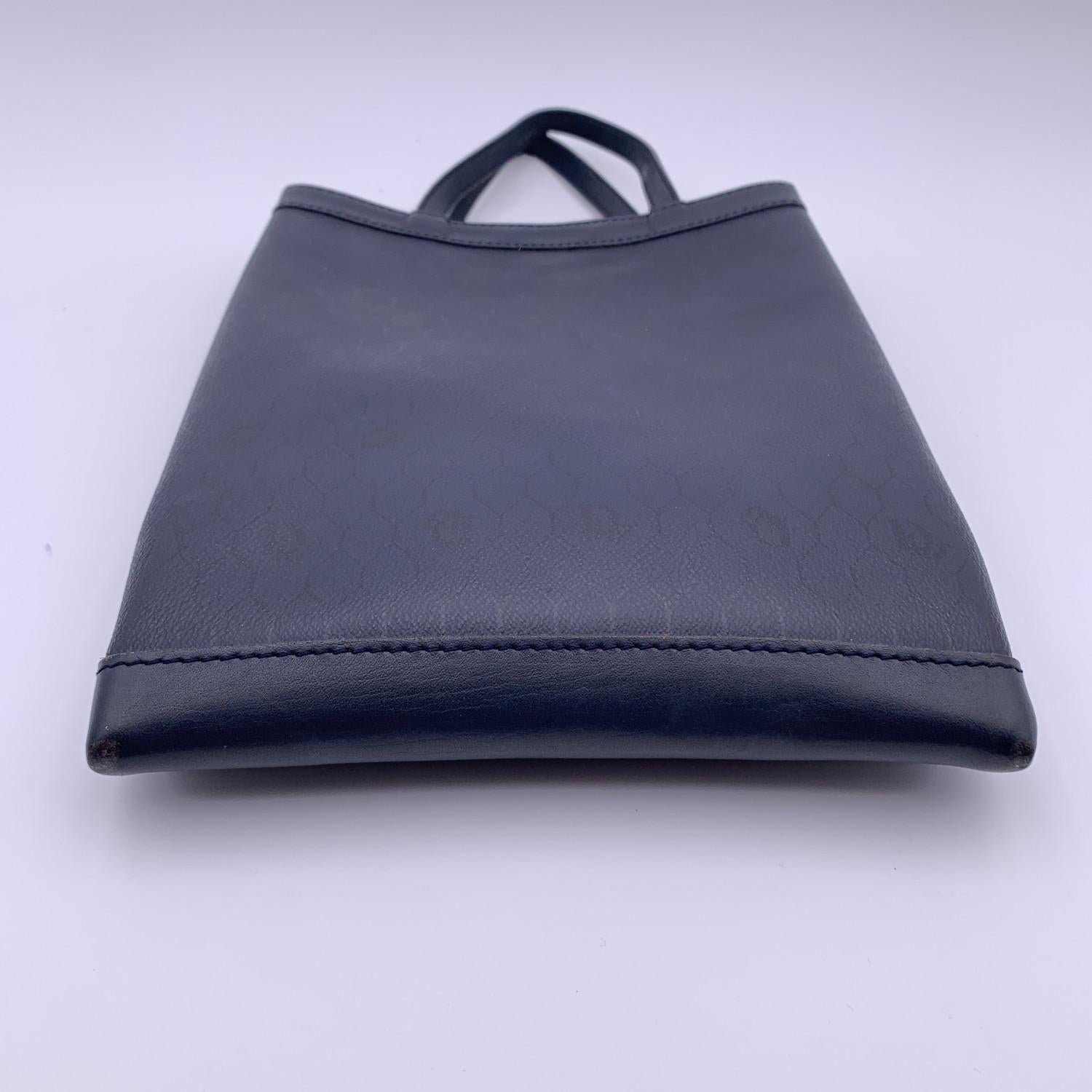 Women's Christian Dior Vintage Navy Blue Logo Canvas Small Tote Bag