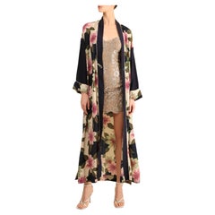 Christian Dior vintage navy pink floral oversized dress coat night gown robe