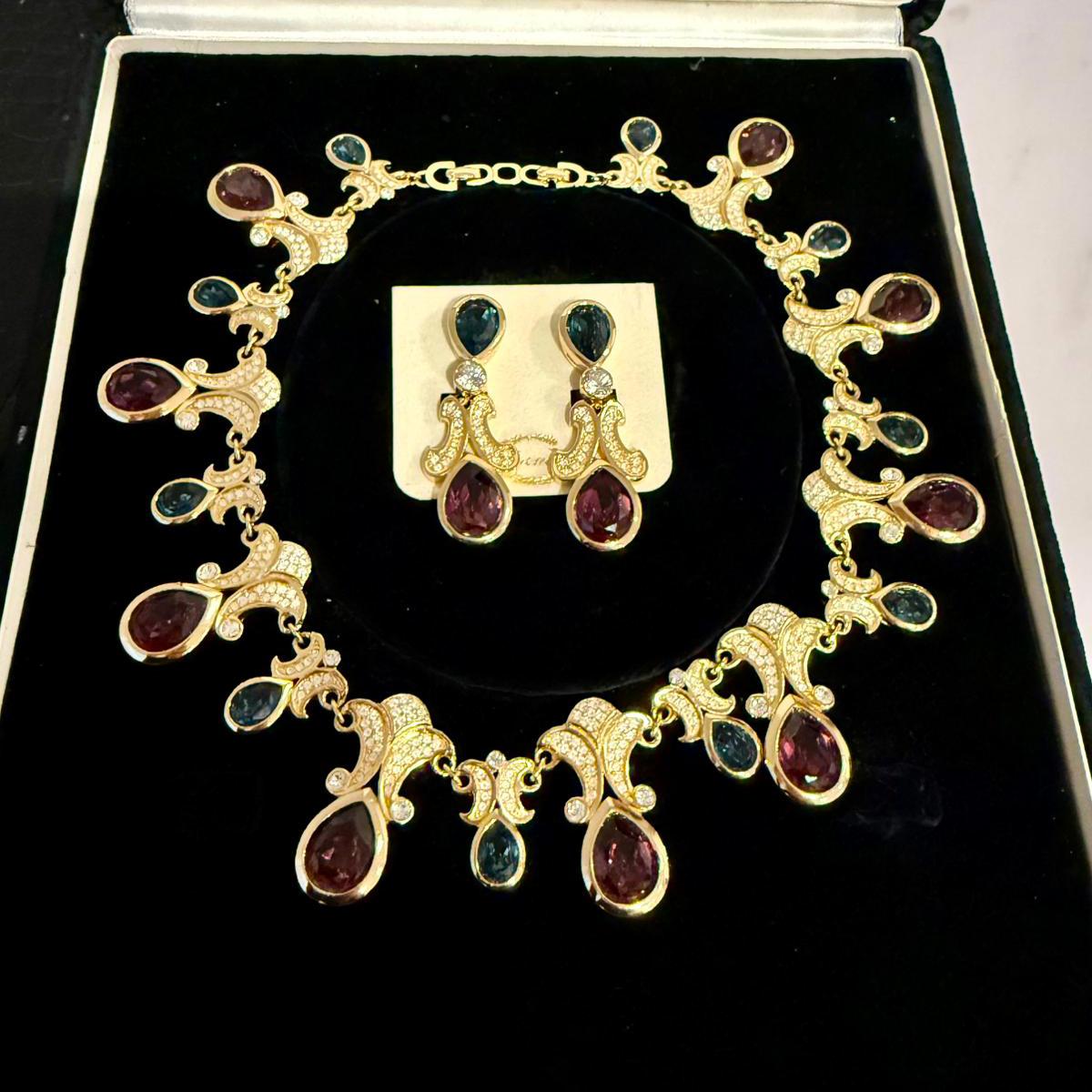 Christian Dior Vintage Necklace and Earrings Set, Circa 1980s For Sale 9