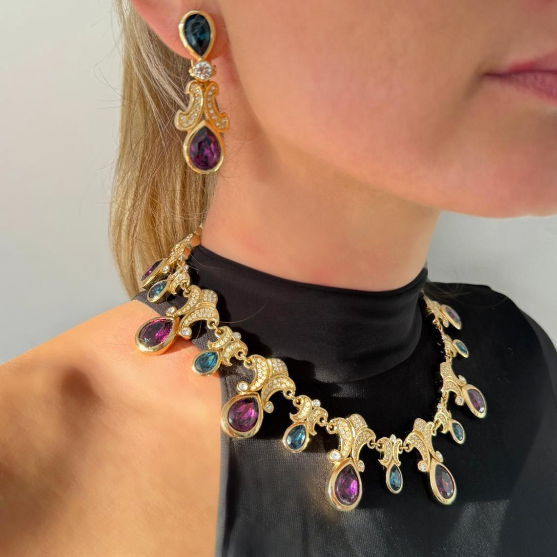 Christian Dior Vintage Necklace and Earrings Set, Circa 1980s In Excellent Condition For Sale In Braintree, GB