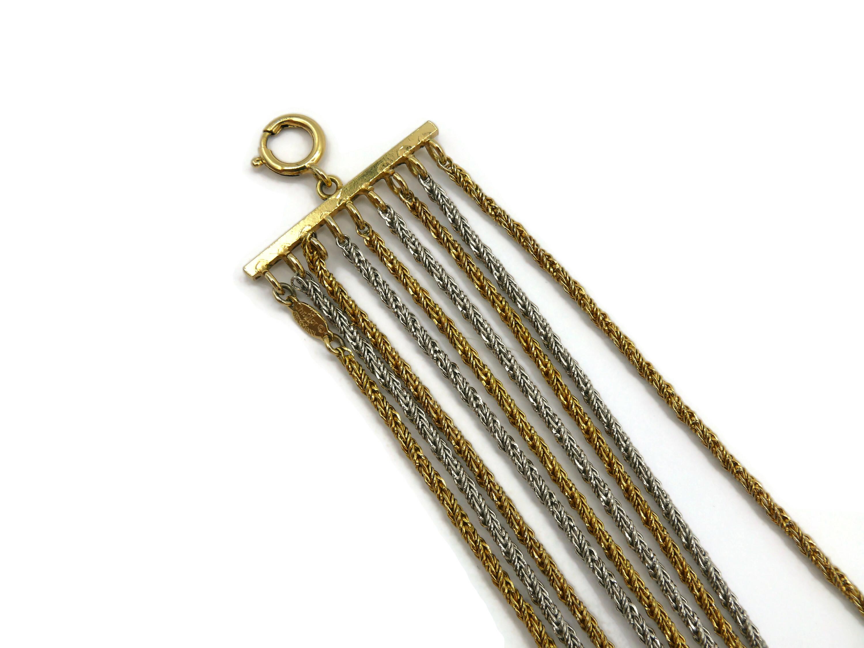 CHRISTIAN DIOR Vintage Nine Strand Two Tone Chain Necklace, 1973 In Good Condition In Nice, FR