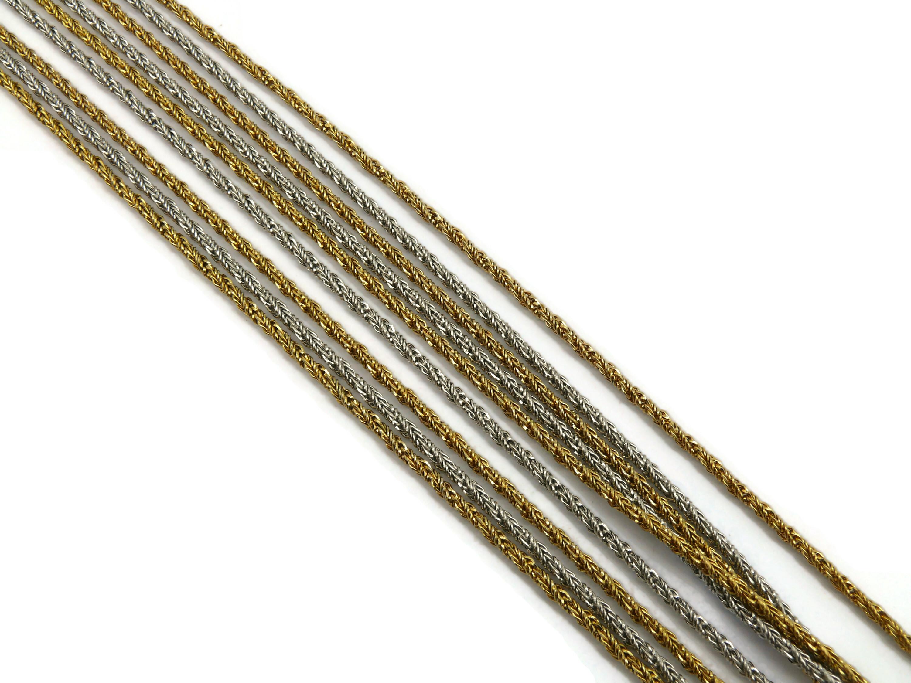 Women's CHRISTIAN DIOR Vintage Nine Strand Two Tone Chain Necklace, 1973