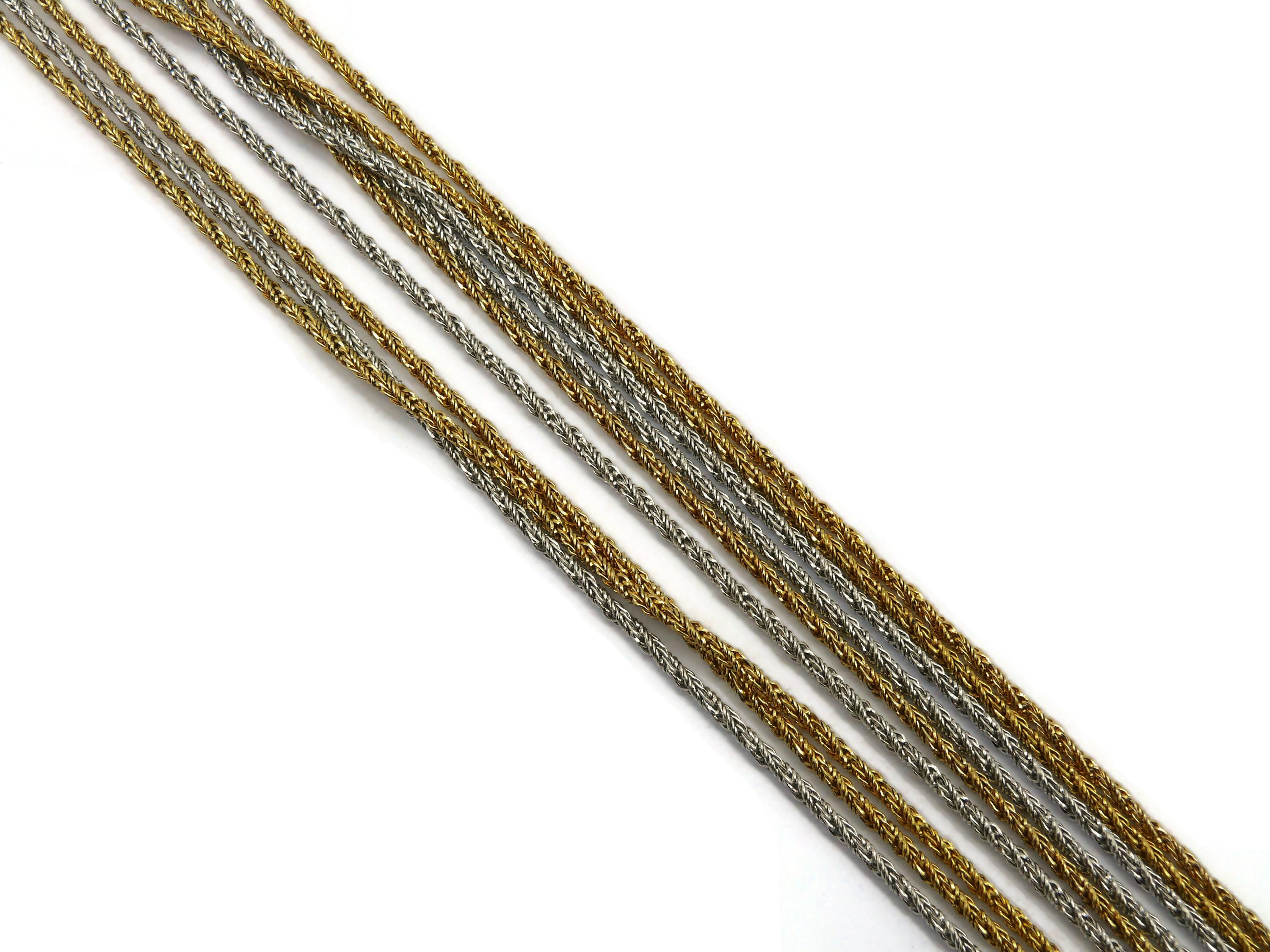 CHRISTIAN DIOR Vintage Nine Strand Two Tone Chain Necklace, 1973 1