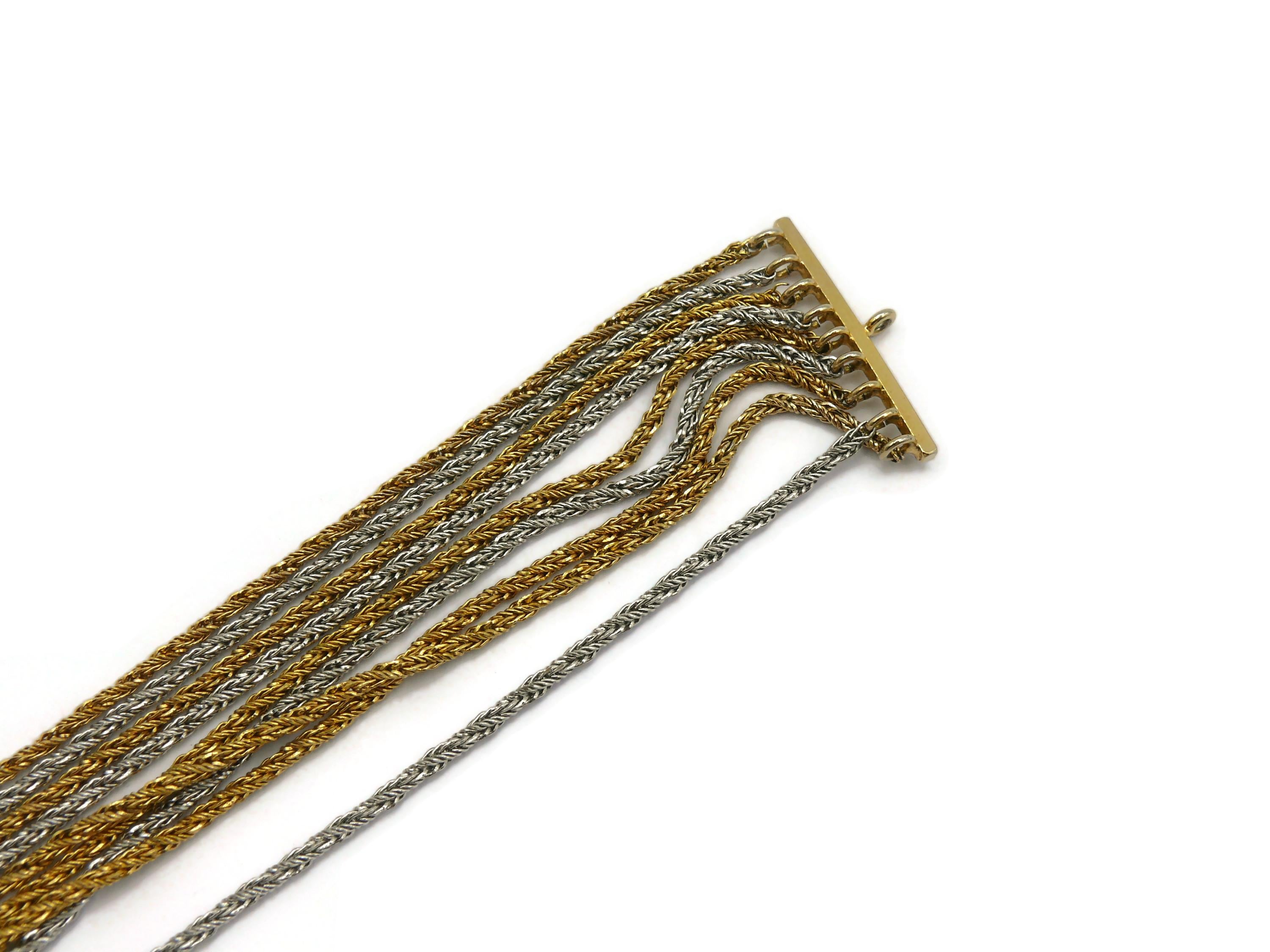 CHRISTIAN DIOR Vintage Nine Strand Two Tone Chain Necklace, 1973 2