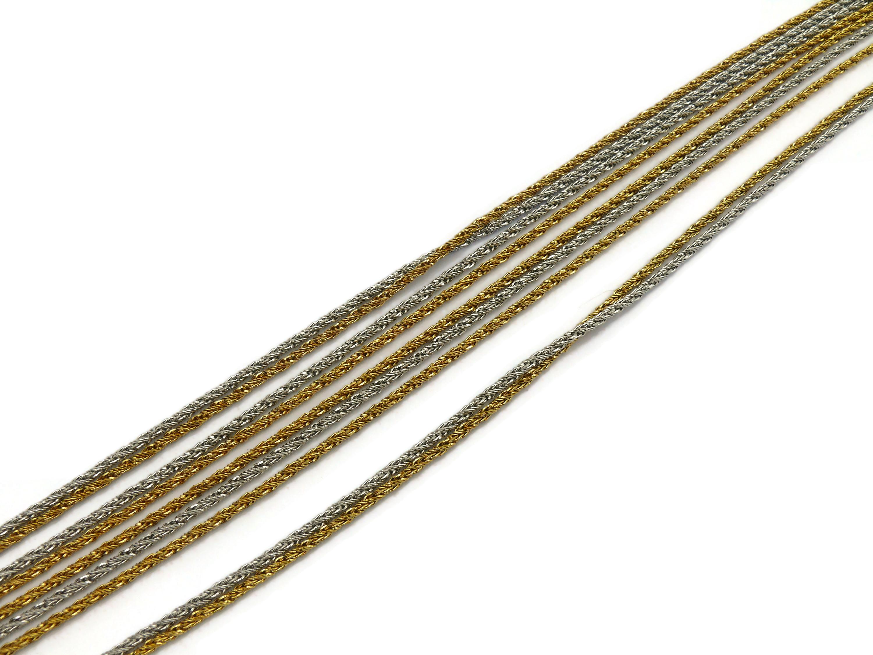 CHRISTIAN DIOR Vintage Nine Strand Two Tone Chain Necklace, 1973 3