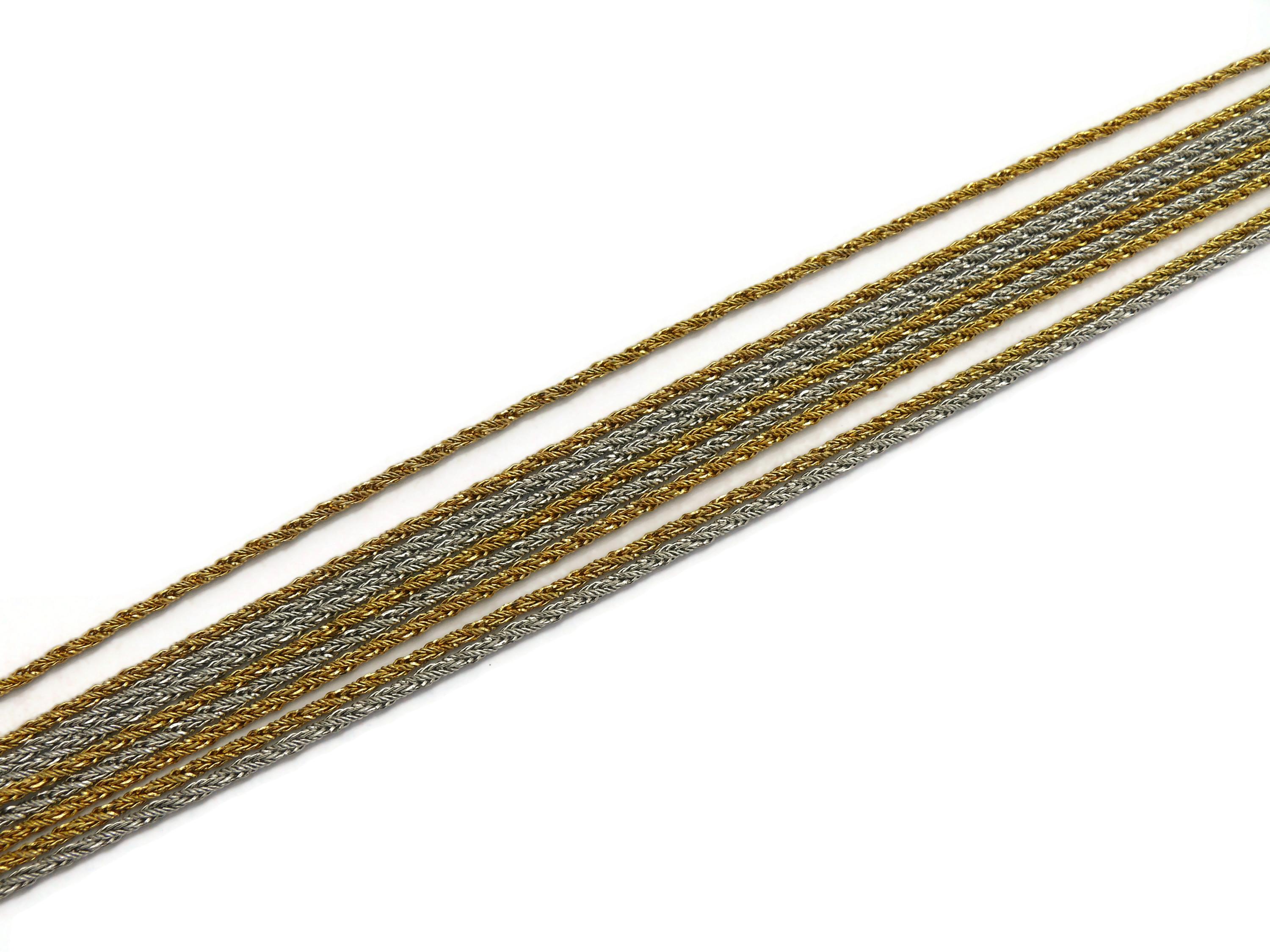 CHRISTIAN DIOR Vintage Nine Strand Two Tone Chain Necklace, 1973 4
