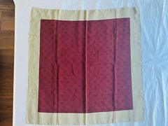 Christian Dior Vintage Oblique Logo Monogram Burgundy Grey Square Silk Scarf