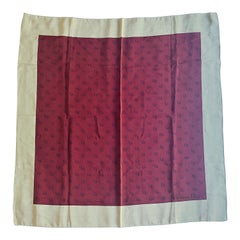 Christian Dior Vintage Oblique Logo Monogram Burgundy Grey Square Silk Scarf