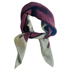 Christian Dior Vintage Oblique Logo Monogram Burgundy Grey Square Silk Scarf