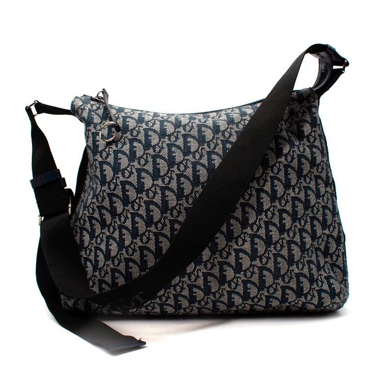 Christian Dior Vintage Oblique Monogram Canvas Messenger Bag For Sale