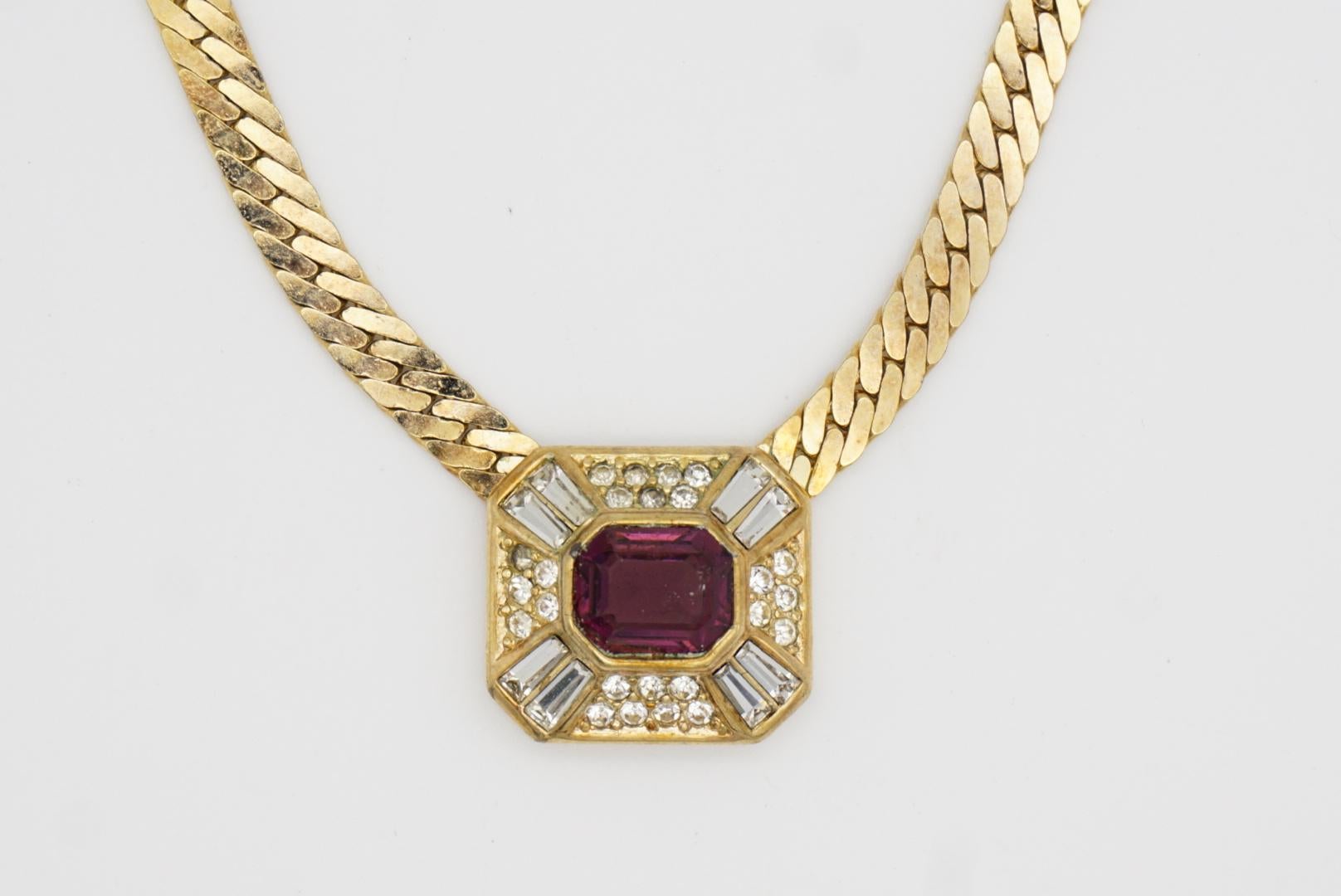 Christian Dior Collana vintage con ciondolo a cupola in cristallo ottagonale e ametista rettangolare in vendita 7
