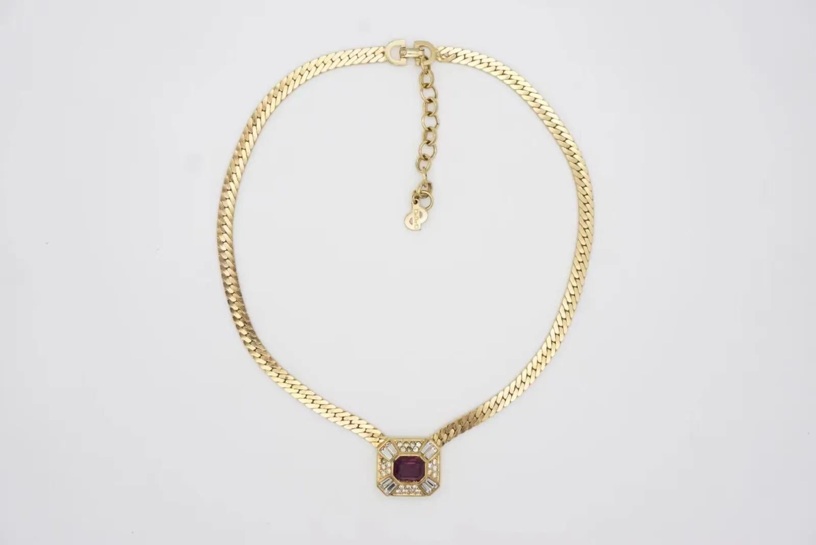 Christian Dior Collana vintage con ciondolo a cupola in cristallo ottagonale e ametista rettangolare in vendita 2