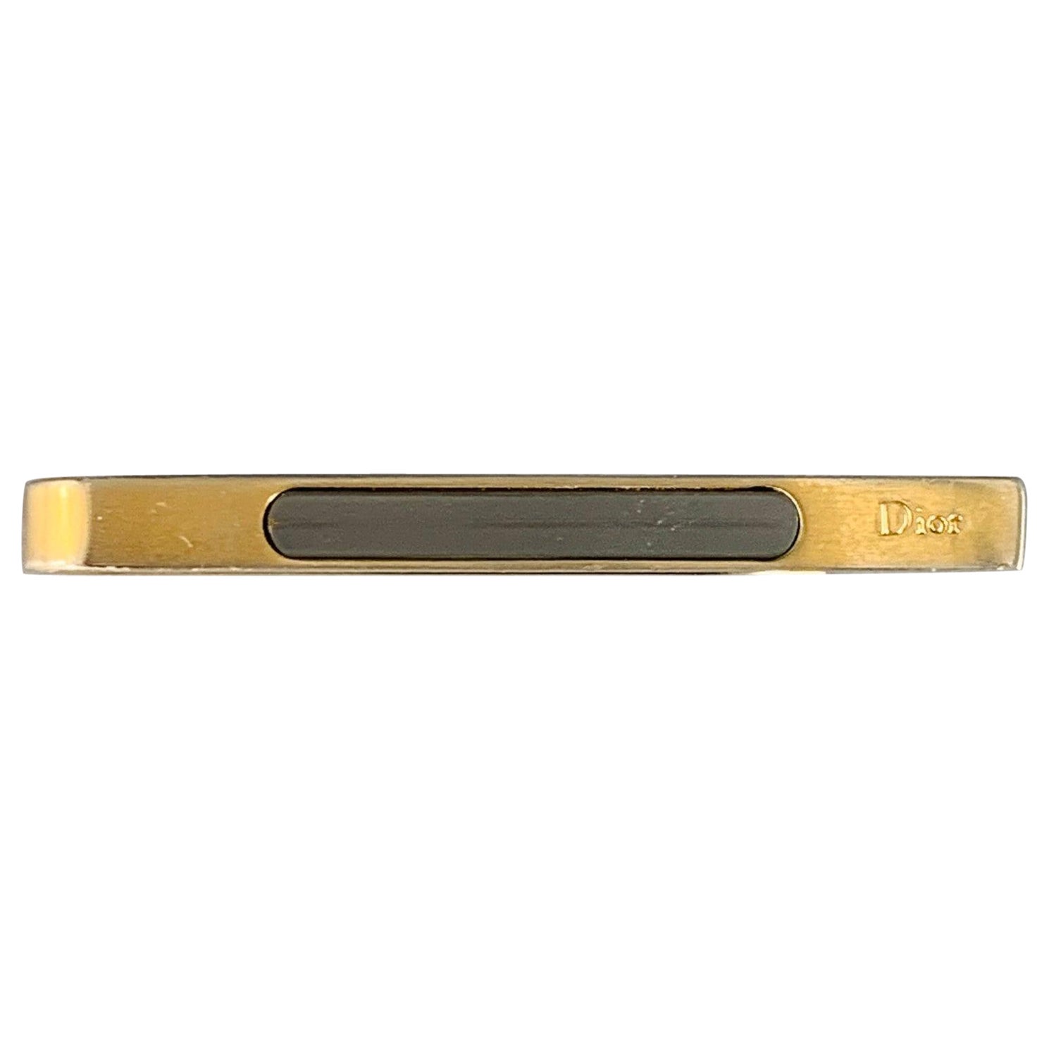 CHRISTIAN DIOR Fermacravatte vintage in metallo bicolore oro argento taglia unica