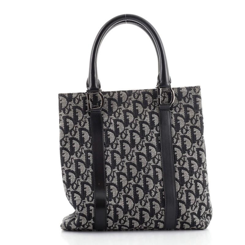 Black Christian Dior Vintage Open Tote Diorissimo Canvas Small