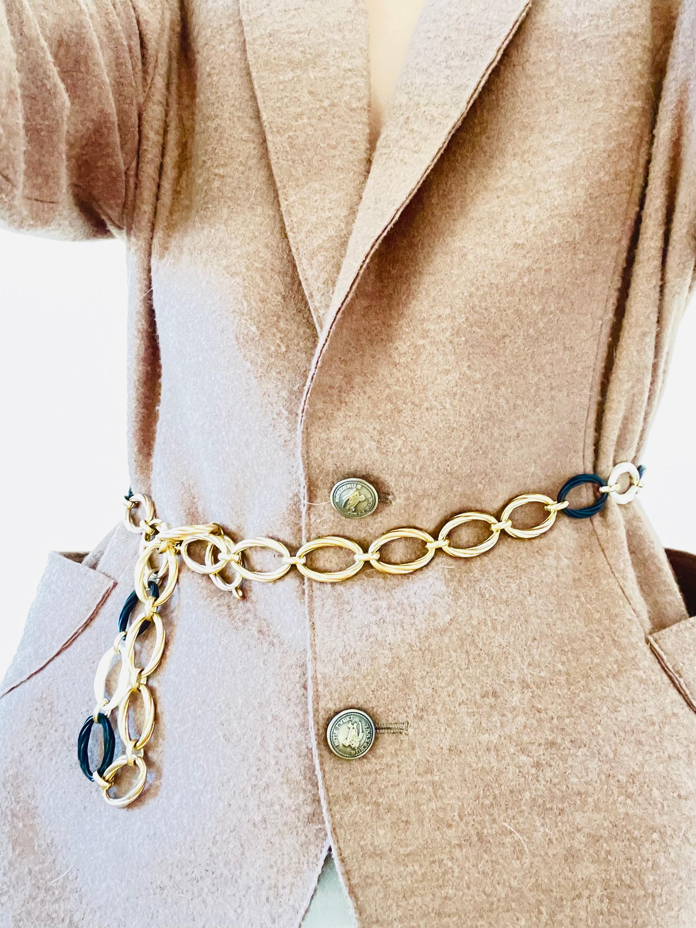Women's or Men's Christian Dior Vintage Oval Hoop Black White Chunky Statement Long Necklace Belt