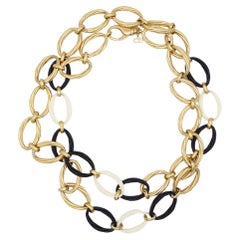 Christian Dior Vintage Oval Hoop Black White Chunky Statement Long Necklace Belt