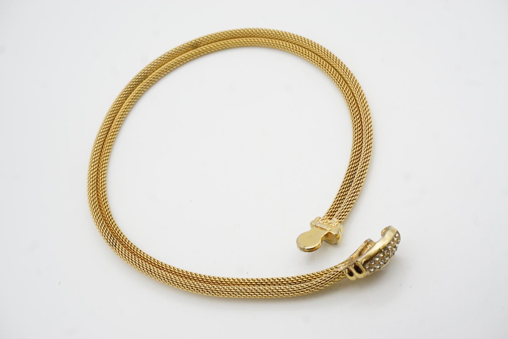 Christian Dior Vintage Oval Milchig Weiß Ovale Kristalle Knopf Omega Mesh Halskette im Angebot 9
